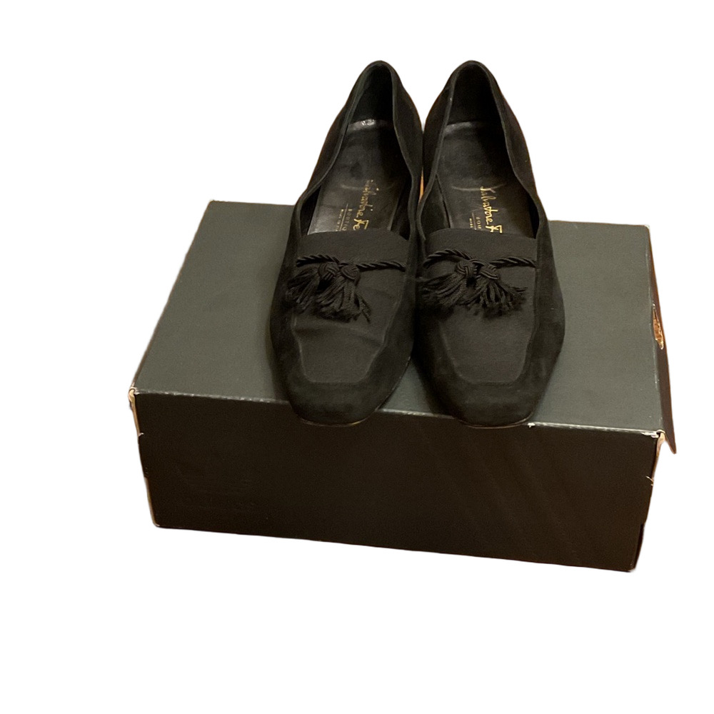 Salvatore Ferragamo Black Suede Tassel Loafers